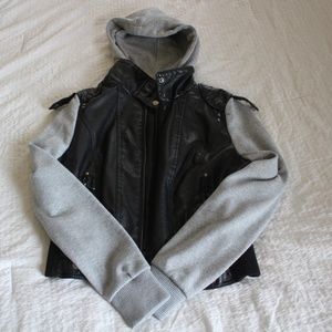 Leather layered jacket